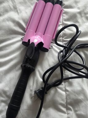 Pink Triple Barrel Waver Hair Styling Iron